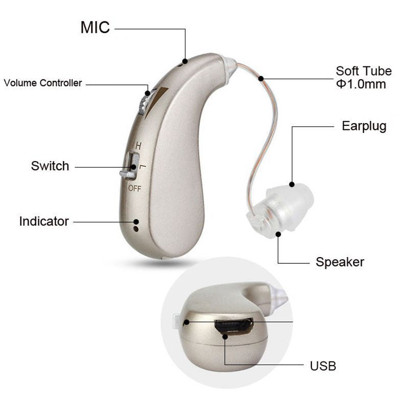 MD Health USB Rechargeable Behind-The-Ear Hearing Aids