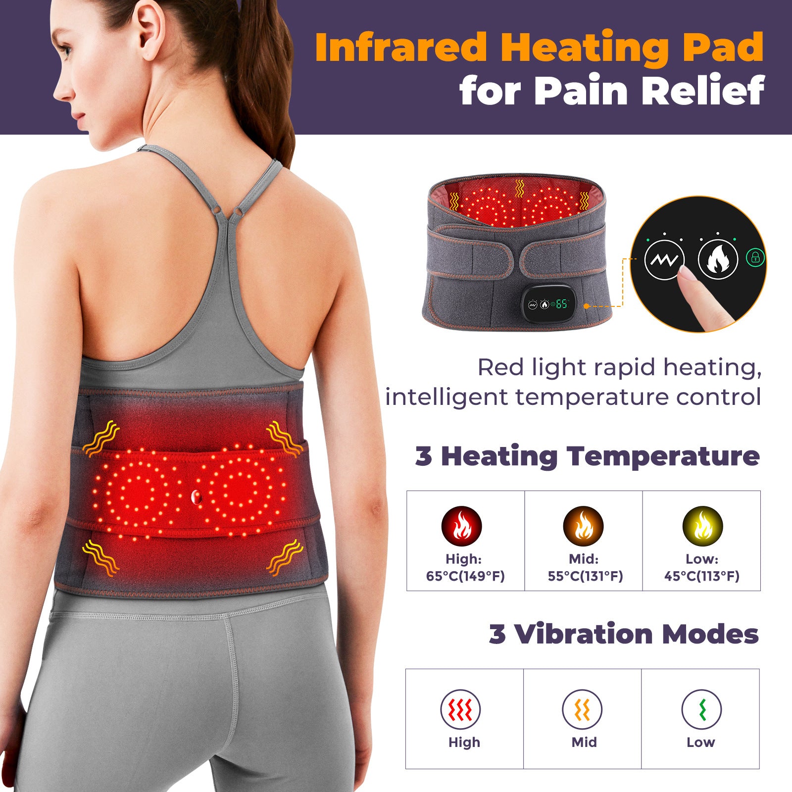 MD Health Electric Heating Massage Belt with Temperature Control